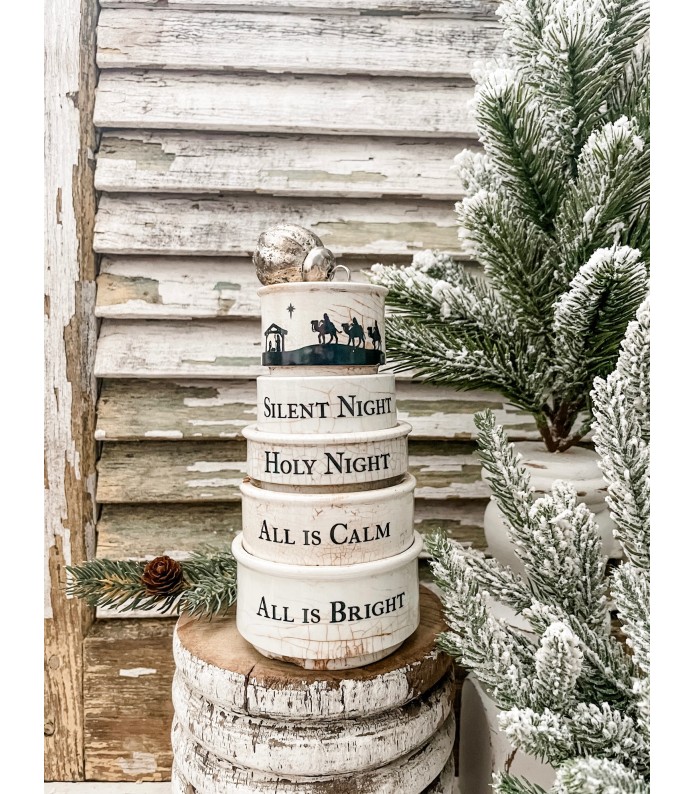 Antique English Ironstone Silent Night riser stack  - An Instant Collection - Holiday